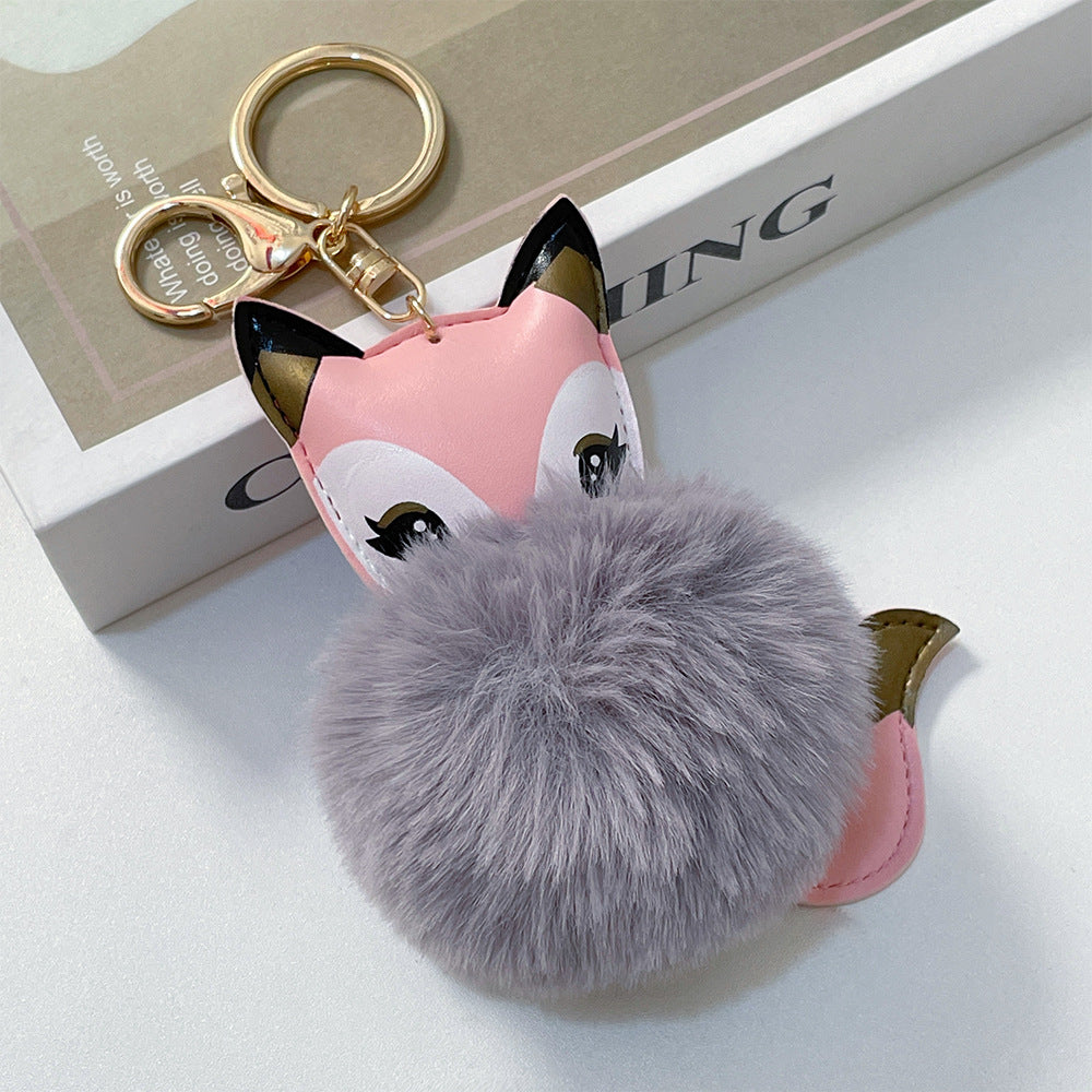 Wholesale Cartoon Cute Fox PU Plush Key Chain
