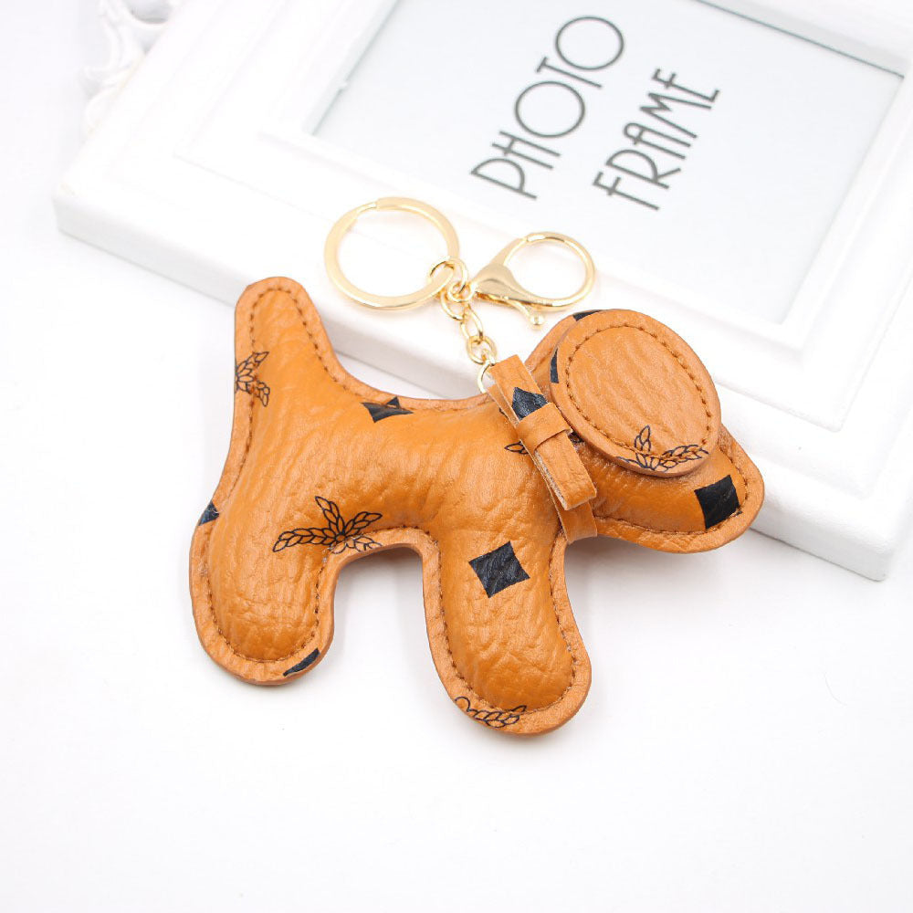 Wholesale Korean Trendy Cartoon Dog PU Leather Keychain Bag Charm Car Key Accessory Gift