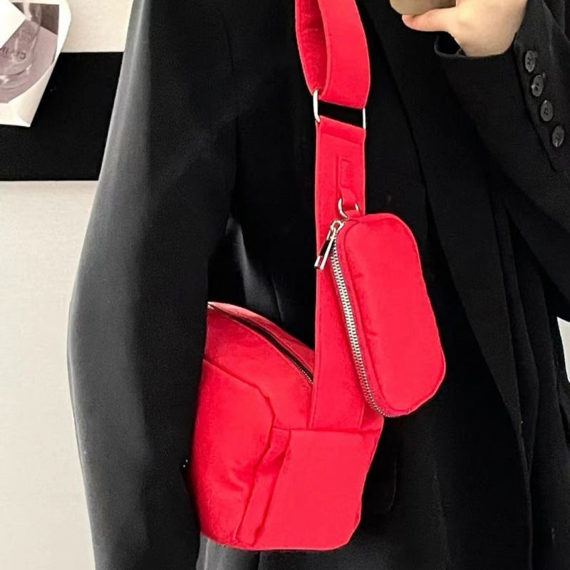 Wholesale Nylon Red Casual Bag Diagonal Small Shoulder Bag