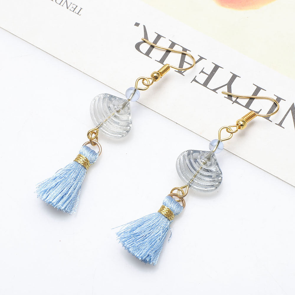 Wholesale Vintage Glass Shell Fashion Long Tassel Earrings