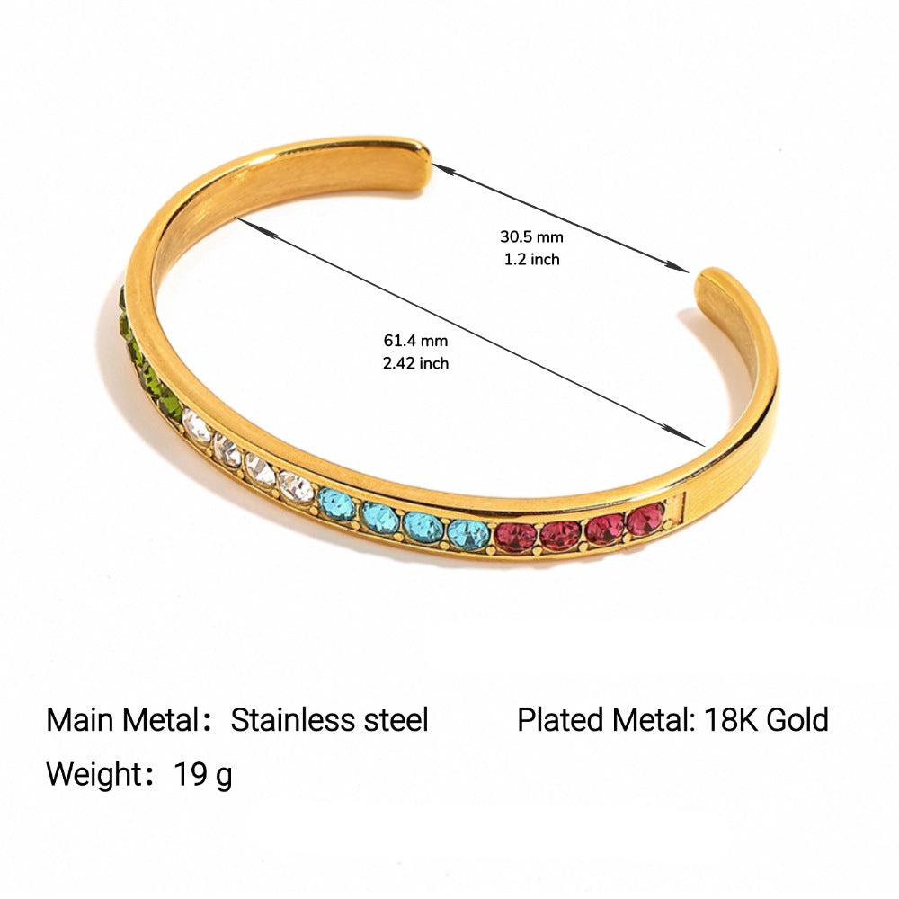 Wholesale Stainless steel finely polished vacuum-plated 18k gold diamond-studded bracelet