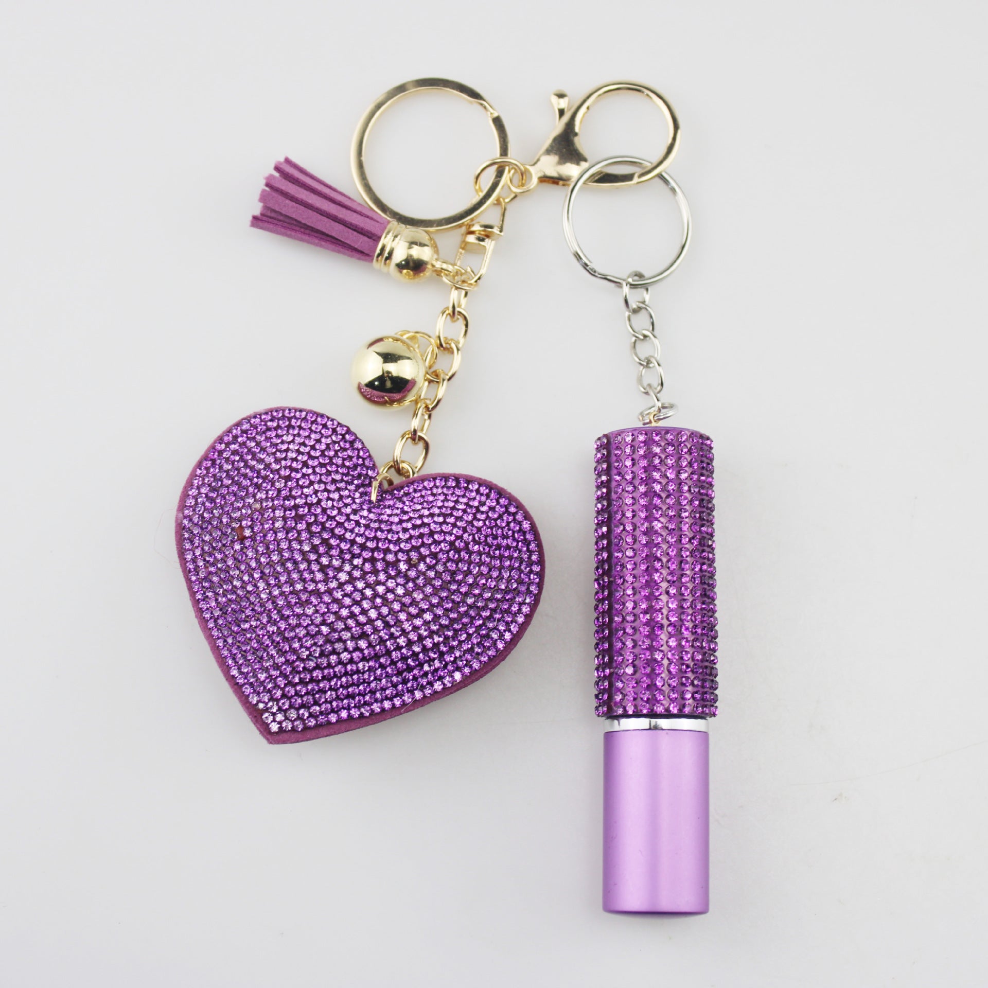 Wholesale Color diamond heart tassel 5ml pressed perfume subpackage Keychains