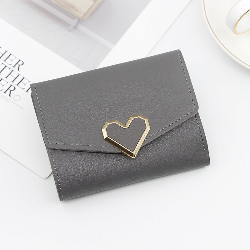 Wholesale Leather Women's Short Heart-shaped Wallet