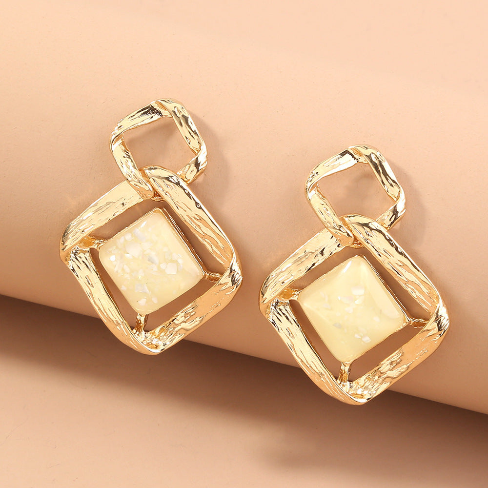 Wholesale Gold Rhombus Large Earrings