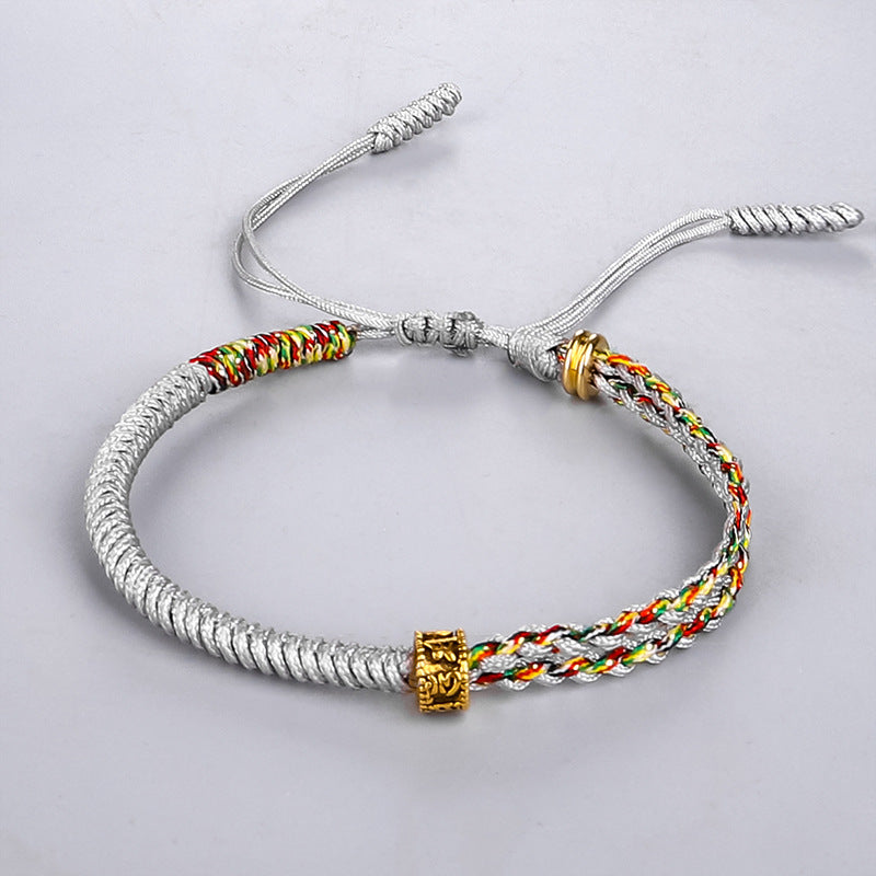 Wholesale Tibetan Hand-woven Diamond Knot Copper Beads Red Rope Bracelet