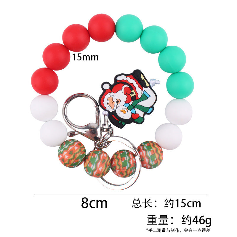 Wholesale Christmas Silicone Bead Wrist Keychain