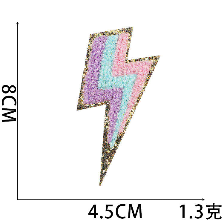 Wholesale Rainbow Embroidered Iron On Patch With Lightning And Five Pointed Star Stylish Clothing Accessory For Casual Wear And Resale