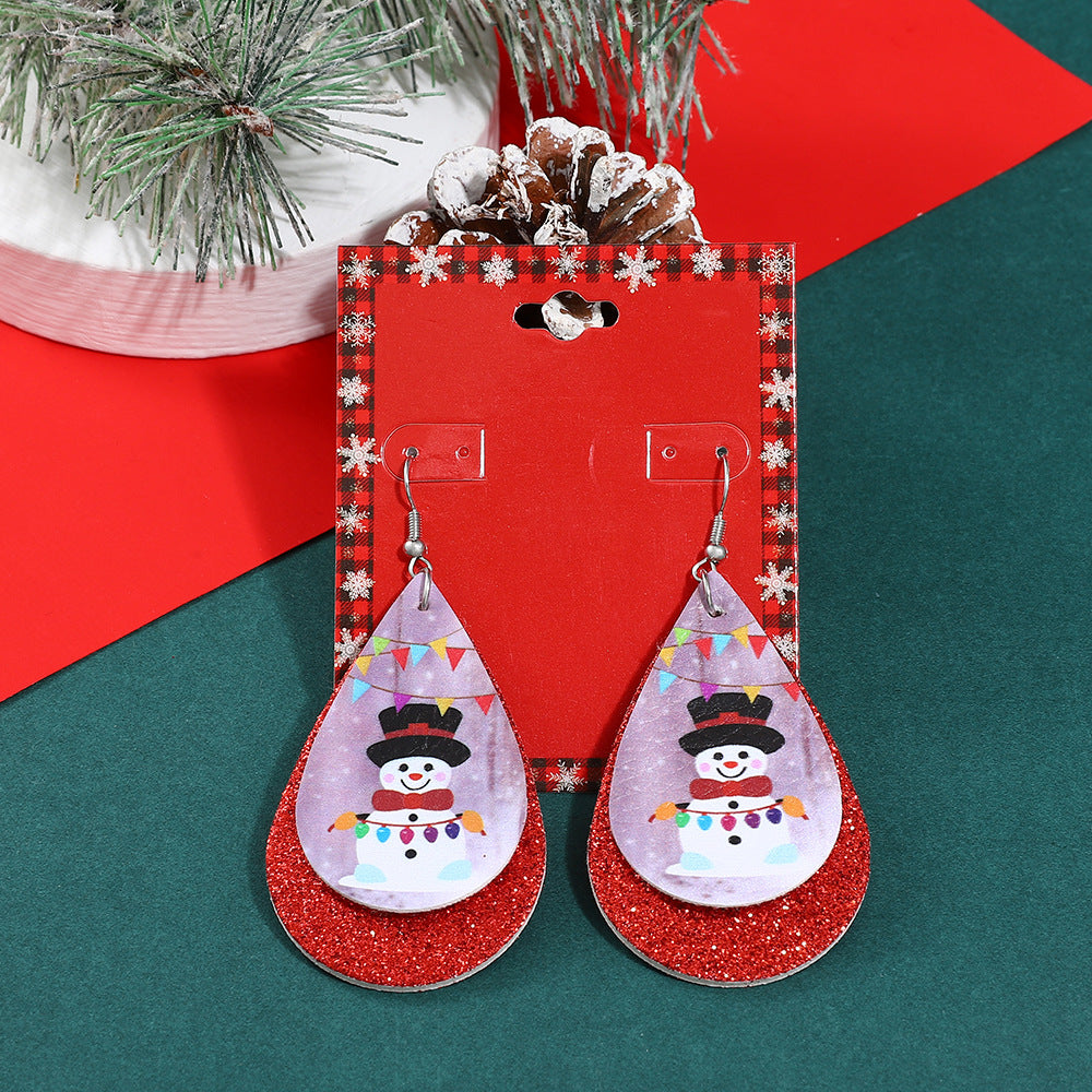 Wholesale Christmas Exaggerated Snowflakes Classic Colorful Bell Snowman Earrings