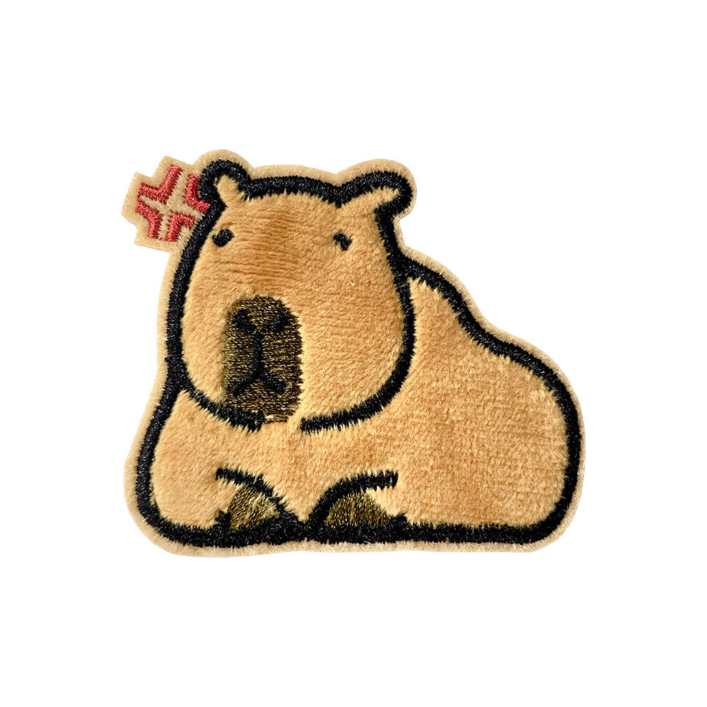 Wholesale Towel Embroidery DIY Patch Capybara Cartoon Embroidered Badge For Coat Decoration