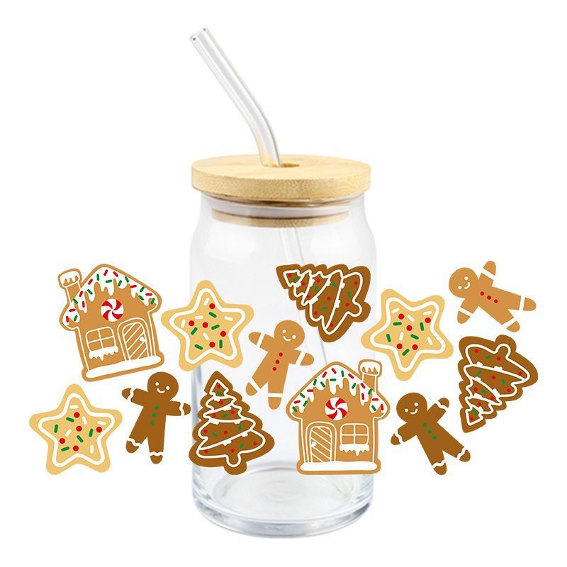 Wholesale 10pcs Christmas Tree House Cartoon﻿ 16oz Cup UV DTF Wraps
