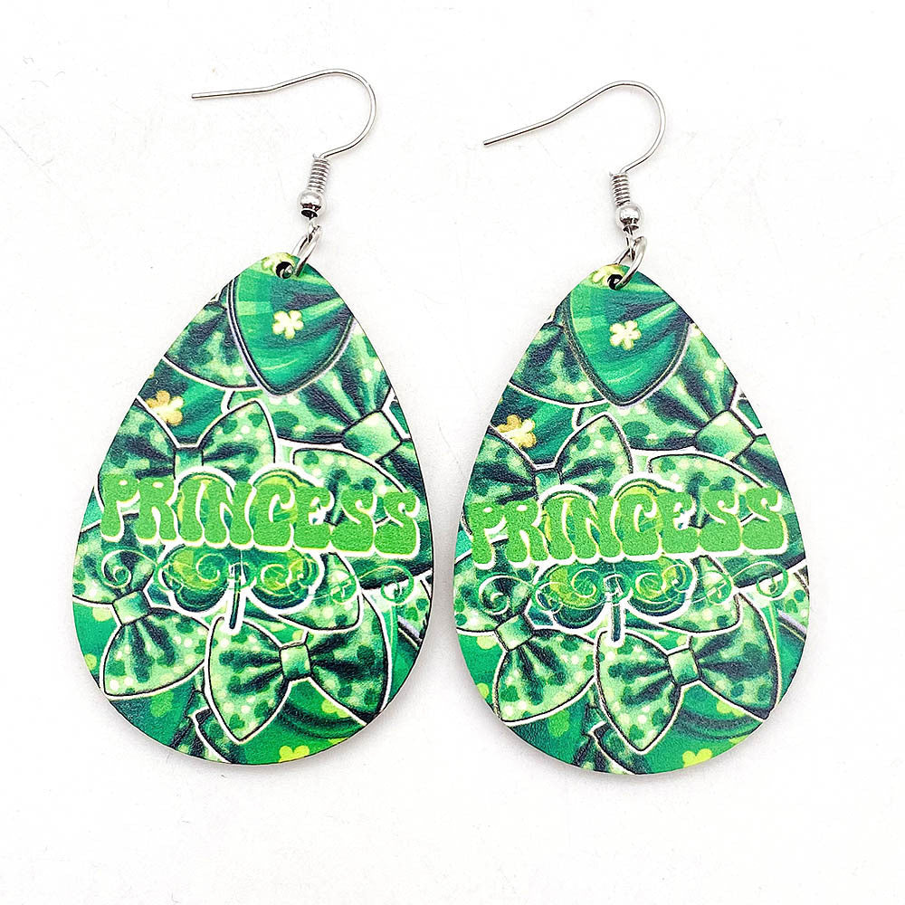 Wholesale St. Patrick's festival jewelry rainbow beard Green Festival wooden earrings