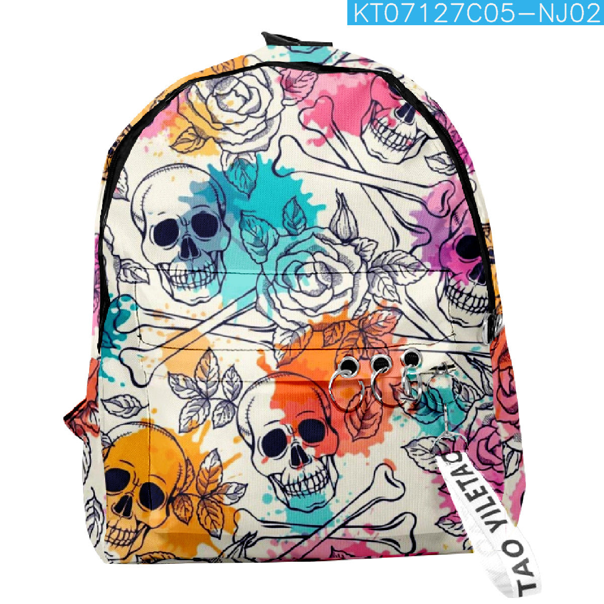 Wholesale 2023 Summer New Flower Skull Oxford Backpack