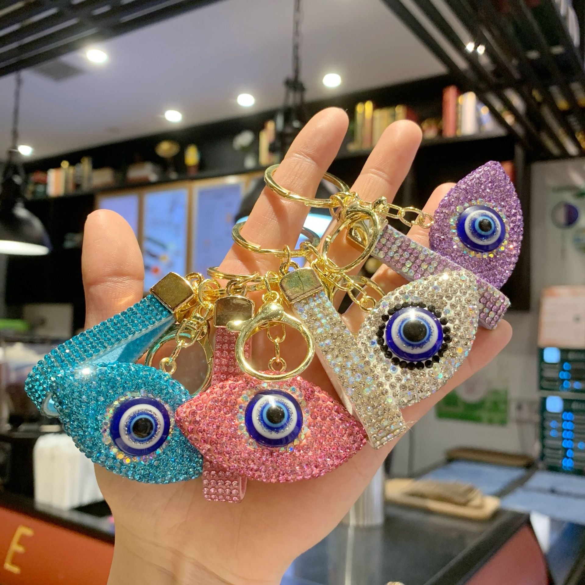 Wholesale Full Rhinestone Demon Eye Keychain