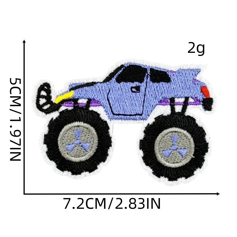 Wholesale Trendy Monster Truck Embroidered Patch Polyester Sew On Applique For Kids Clothing Bags And DIY Crafts