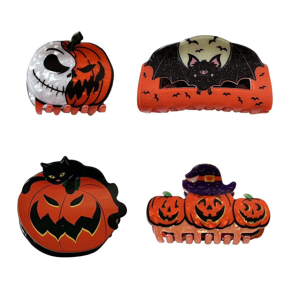 Wholesale  hairpin with funny pumpkin head and black cat