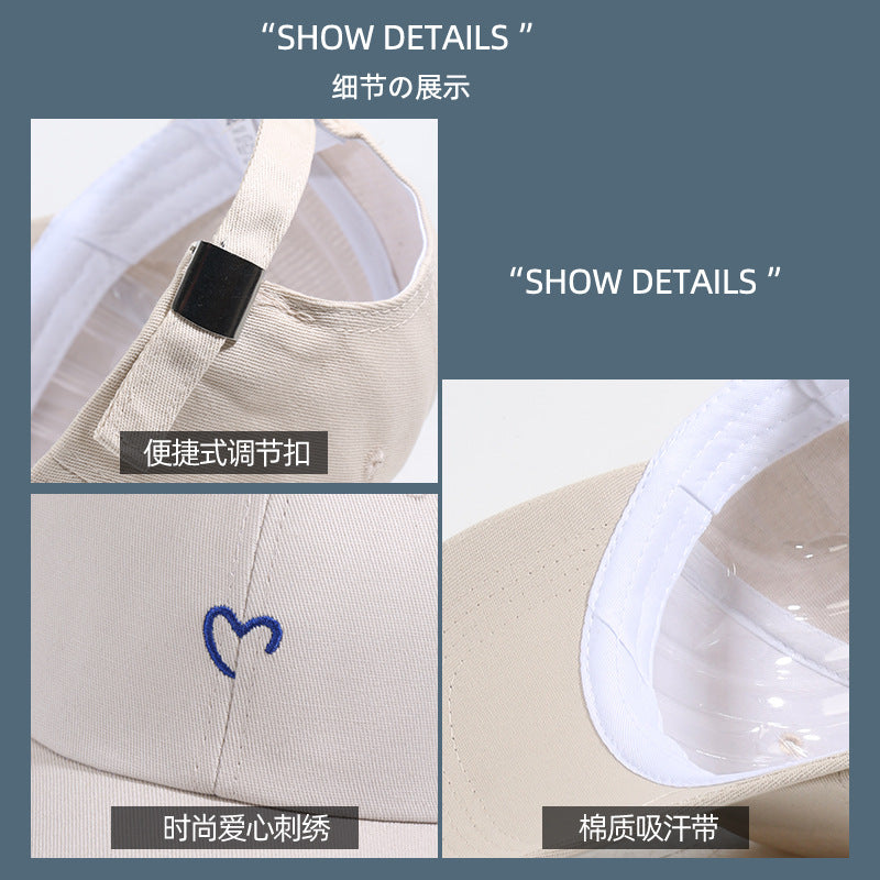 Wholesale Heart Embroidered Sun Protection Baseball Cap