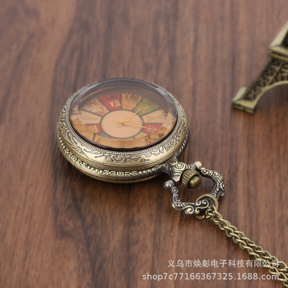 Wholesale Large quartz flip color Roman numeral pocket watch