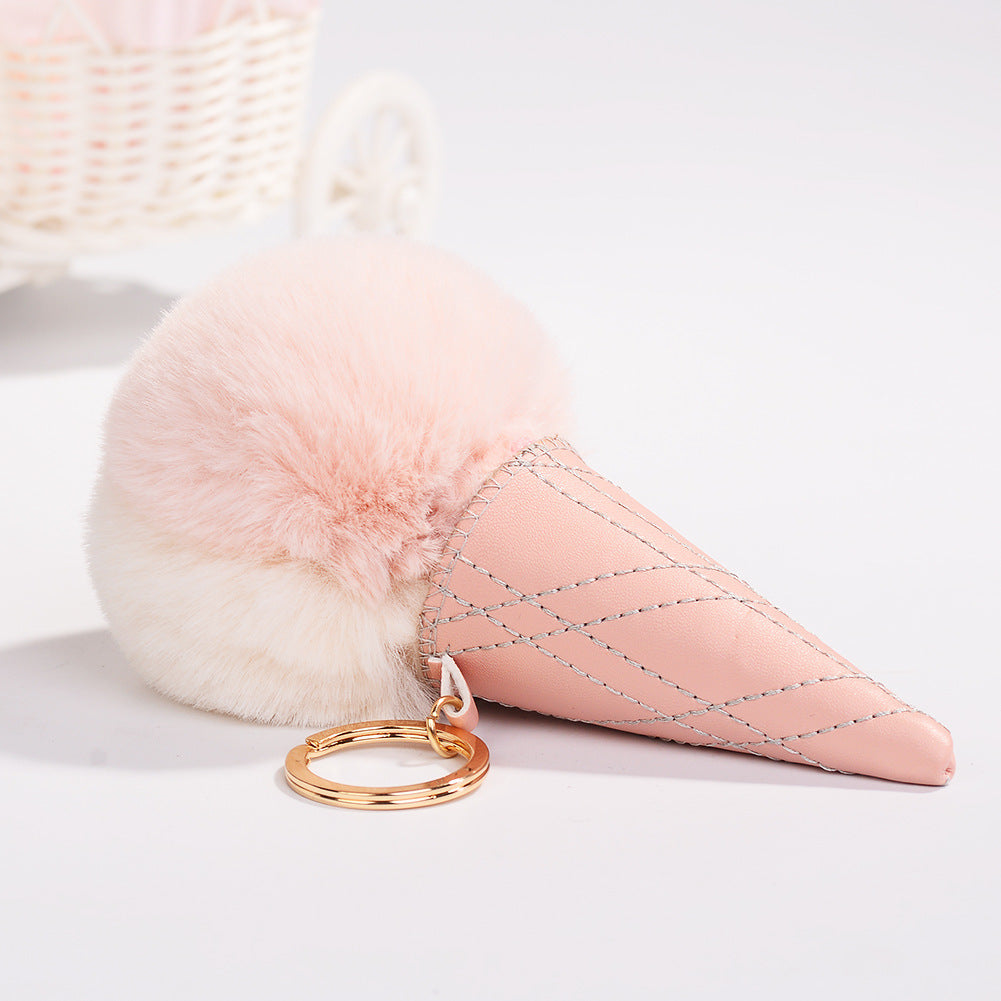 Wholesale Ice Cream Cone Pom Pom Keychain