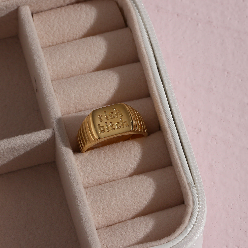 Wholesale RICHBITCH English Stainless Steel Ring