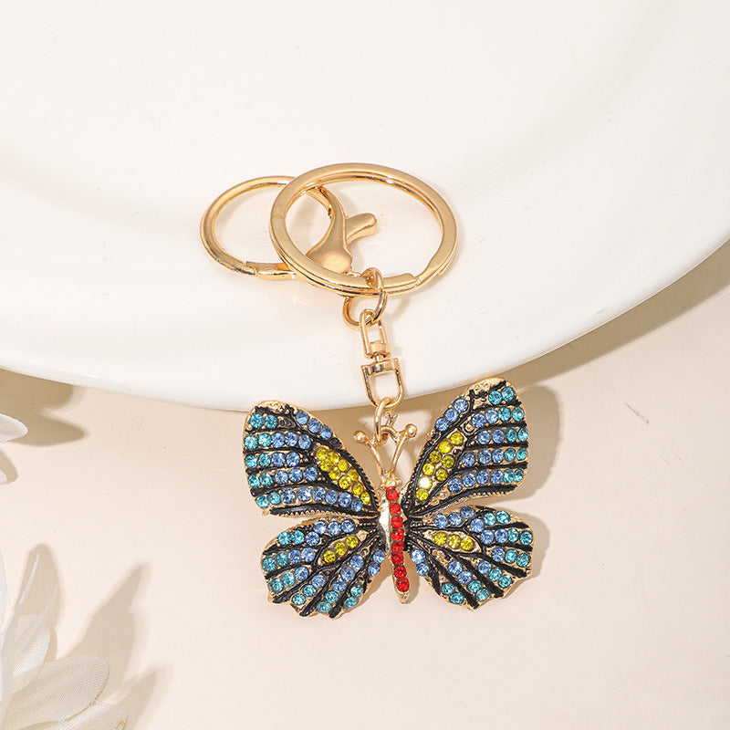Wholesale Zinc Alloy Rhinestone Butterfly Keychain