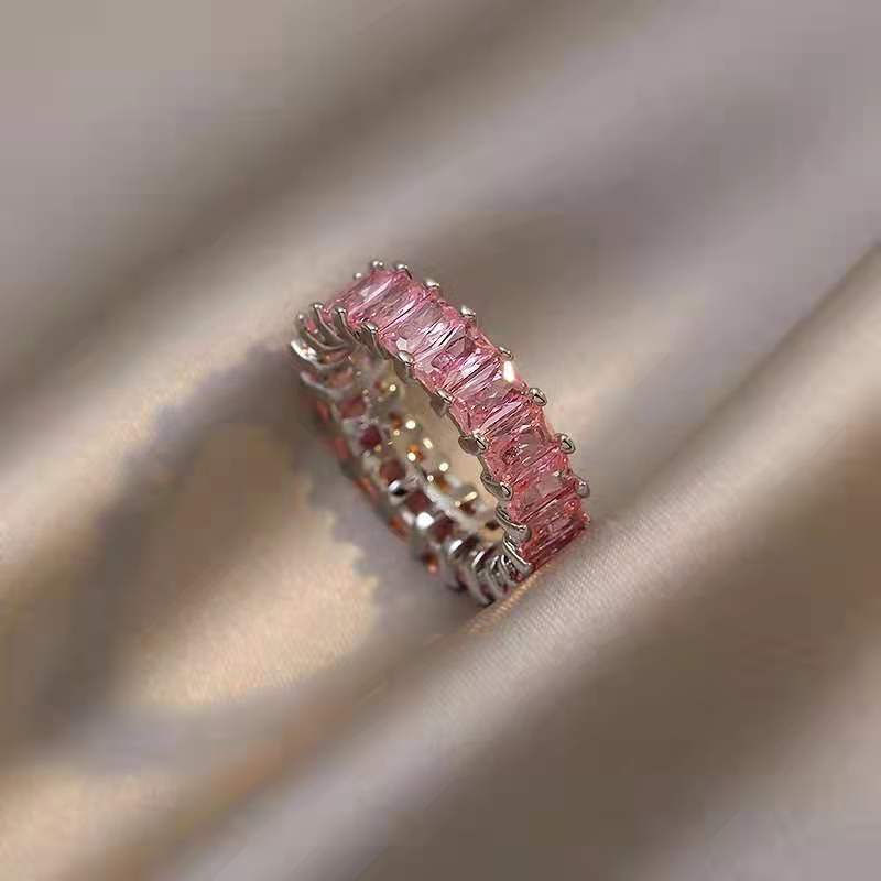Wholesale Valentine's Day Pink Diamond Peach Heart Rings
