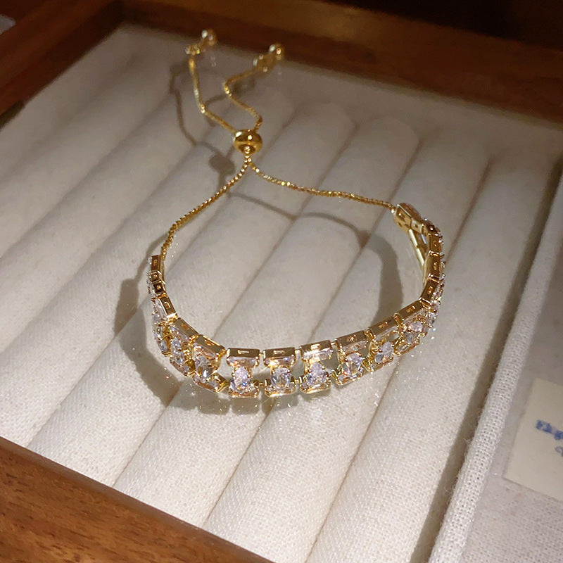 Wholesale Light Luxury Niche Exquisite High-end Pull-out Adjustable Zircon Bracelet