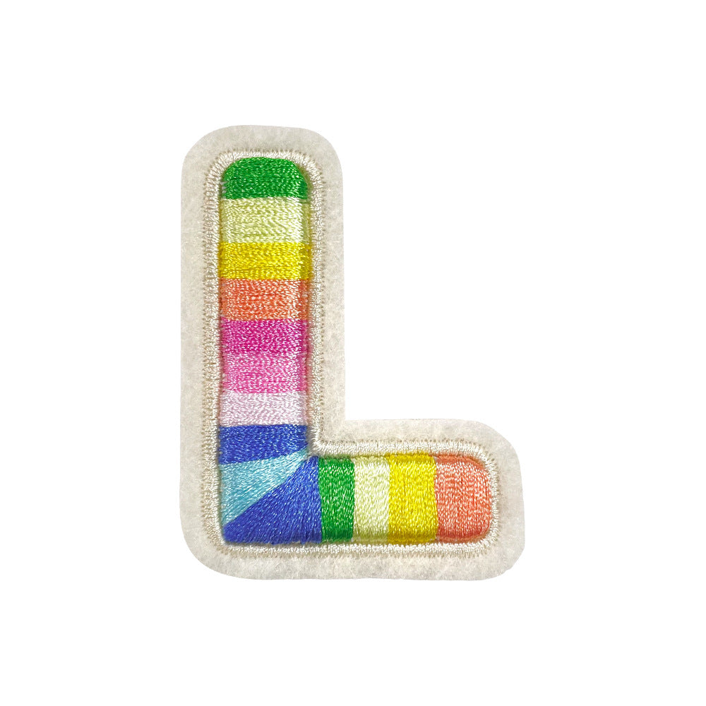 Wholesale Rainbow 3D Embroidered 26 Alphabet Letter Patches Self Adhesive DIY Fashion Accessory For Shoes Hats