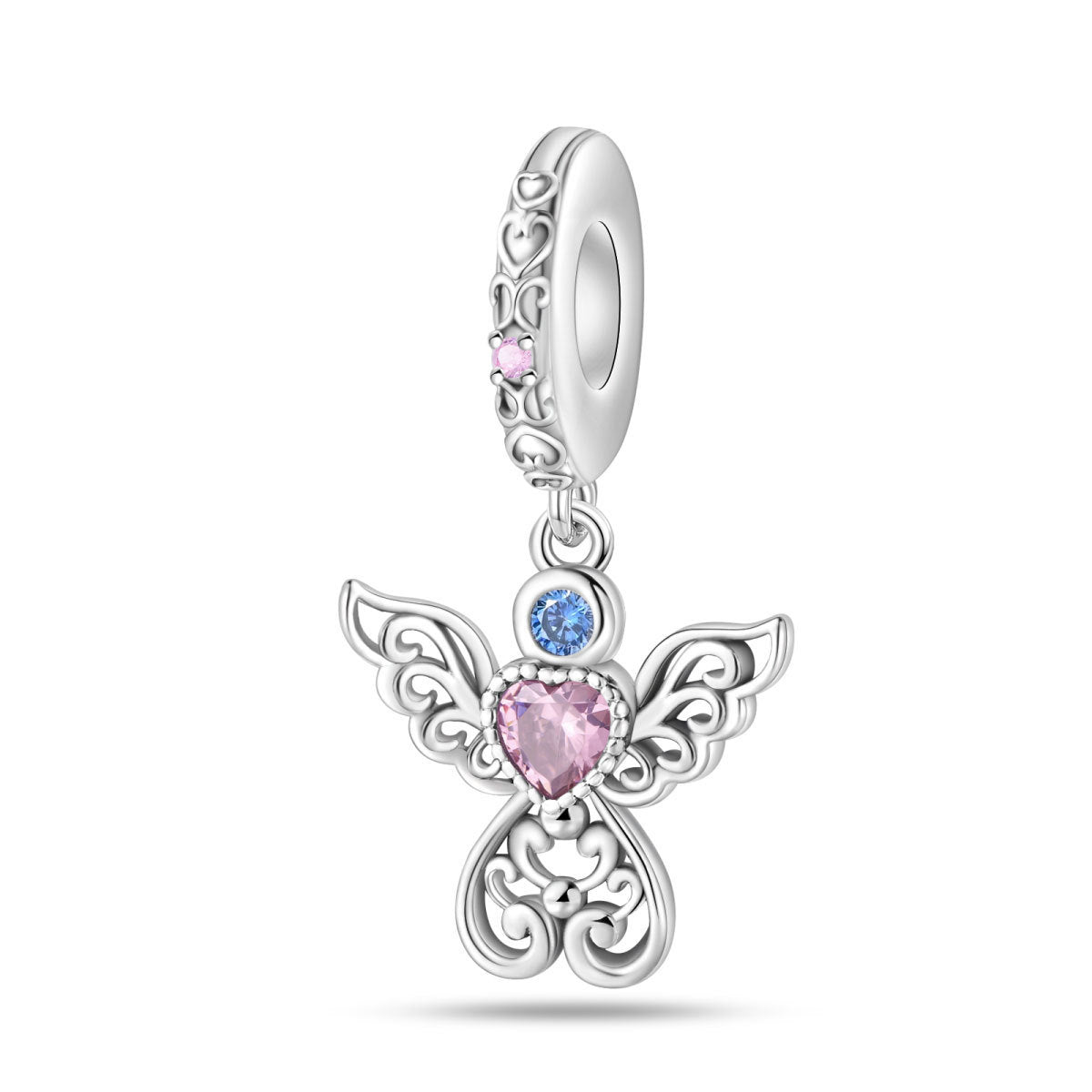 Wholesale Romantic Classical Series Love Pink Angel Silver Plated Charms