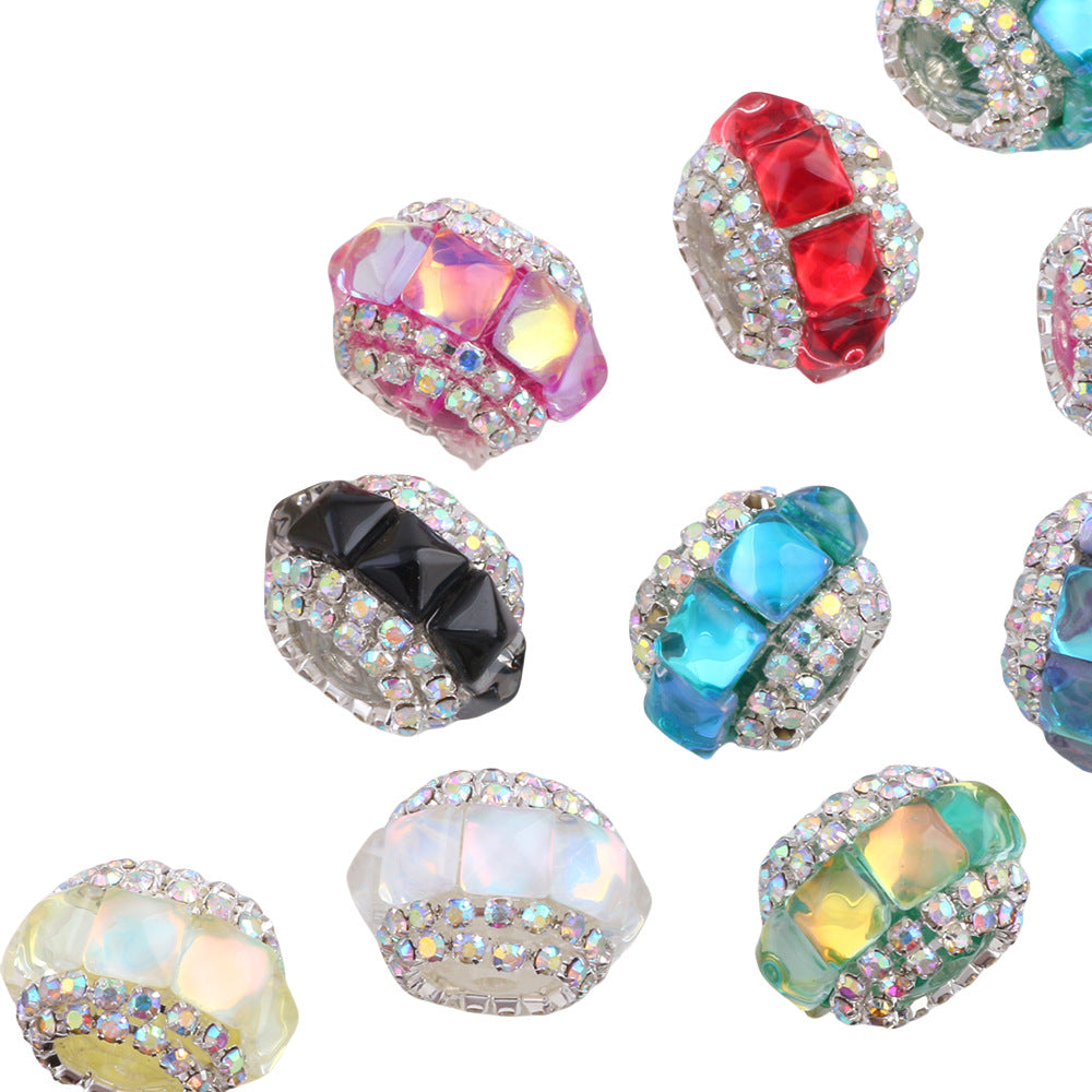 Wholesale 10pcs Square cat's eye flat beads can be worn straight hole beads DIY