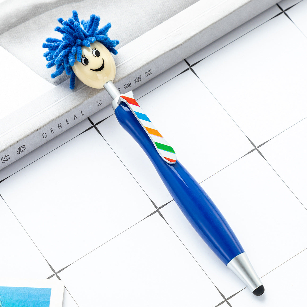 Wholesale Plastic Three-dimensional Cartoon Smiling Face Touch Screen Pen, Cute Plush Doll Head Pen