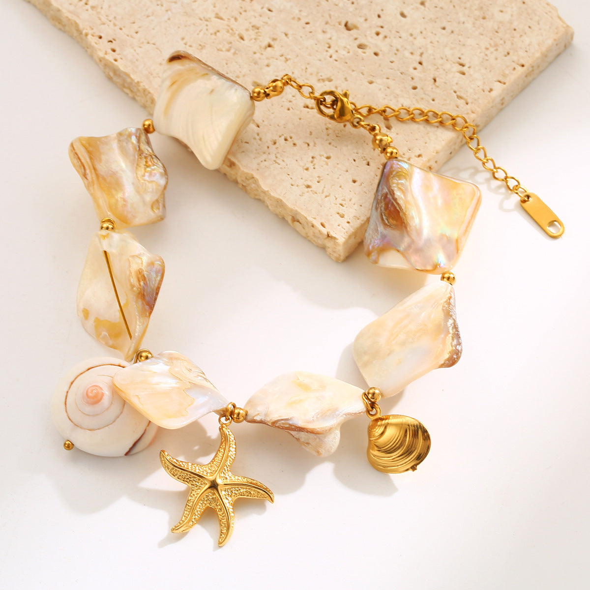 Wholesale marine element titanium steel bracelet inlaid pearl non-fading bracelet