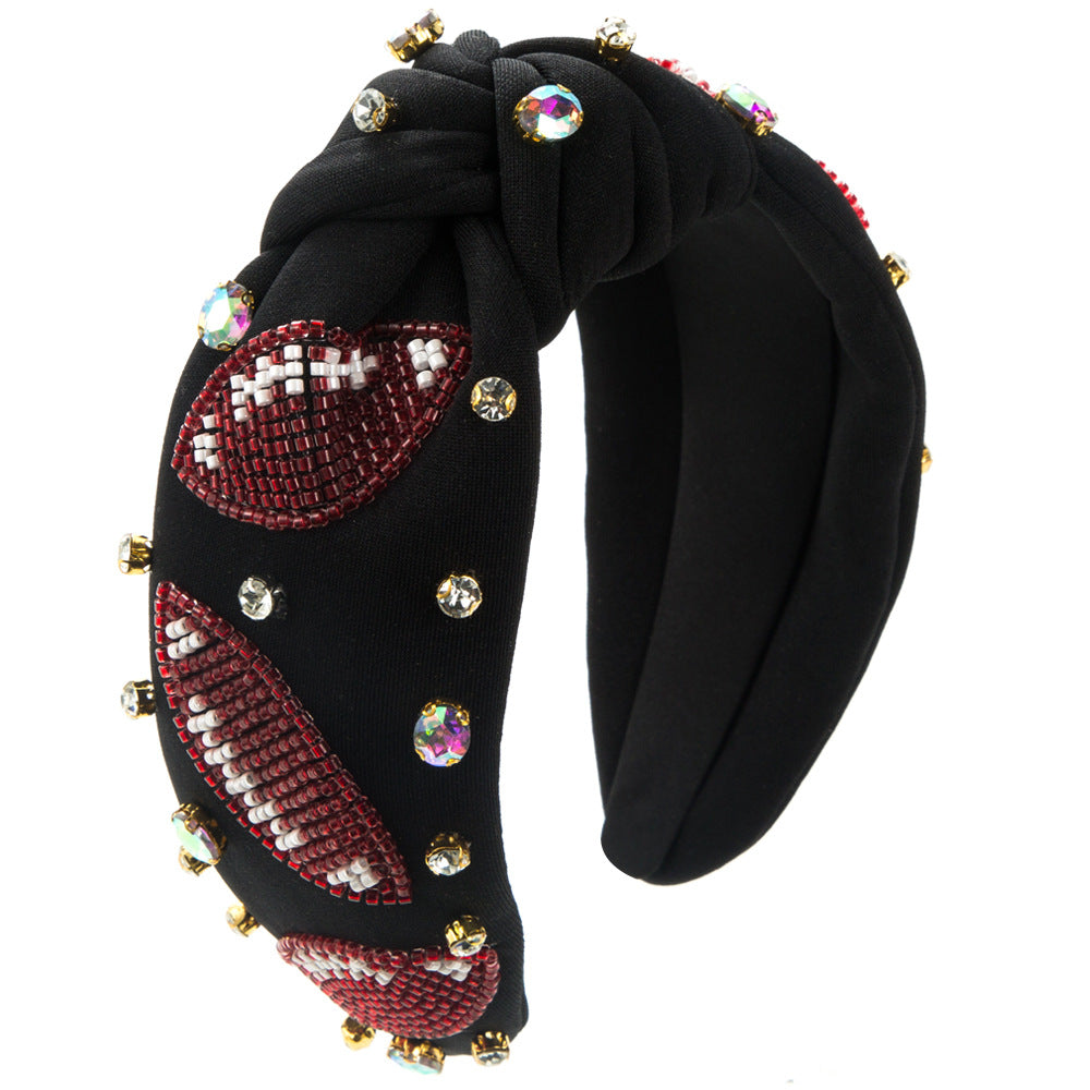 Wholesale High Quality Rhinestone Hand-sewn Football Pearl Headband
