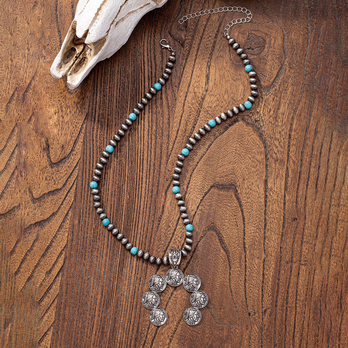 Wholesale Vintage Western Cross Heart Beaded Necklace