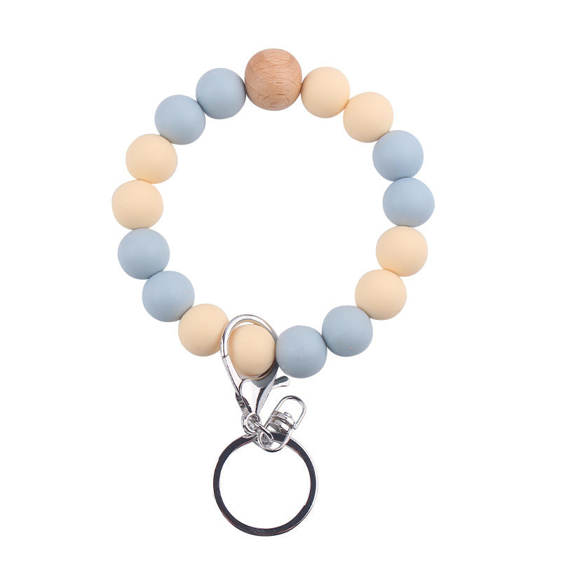 Wholesale Solid Color Silicone Beaded Wrist Keychain