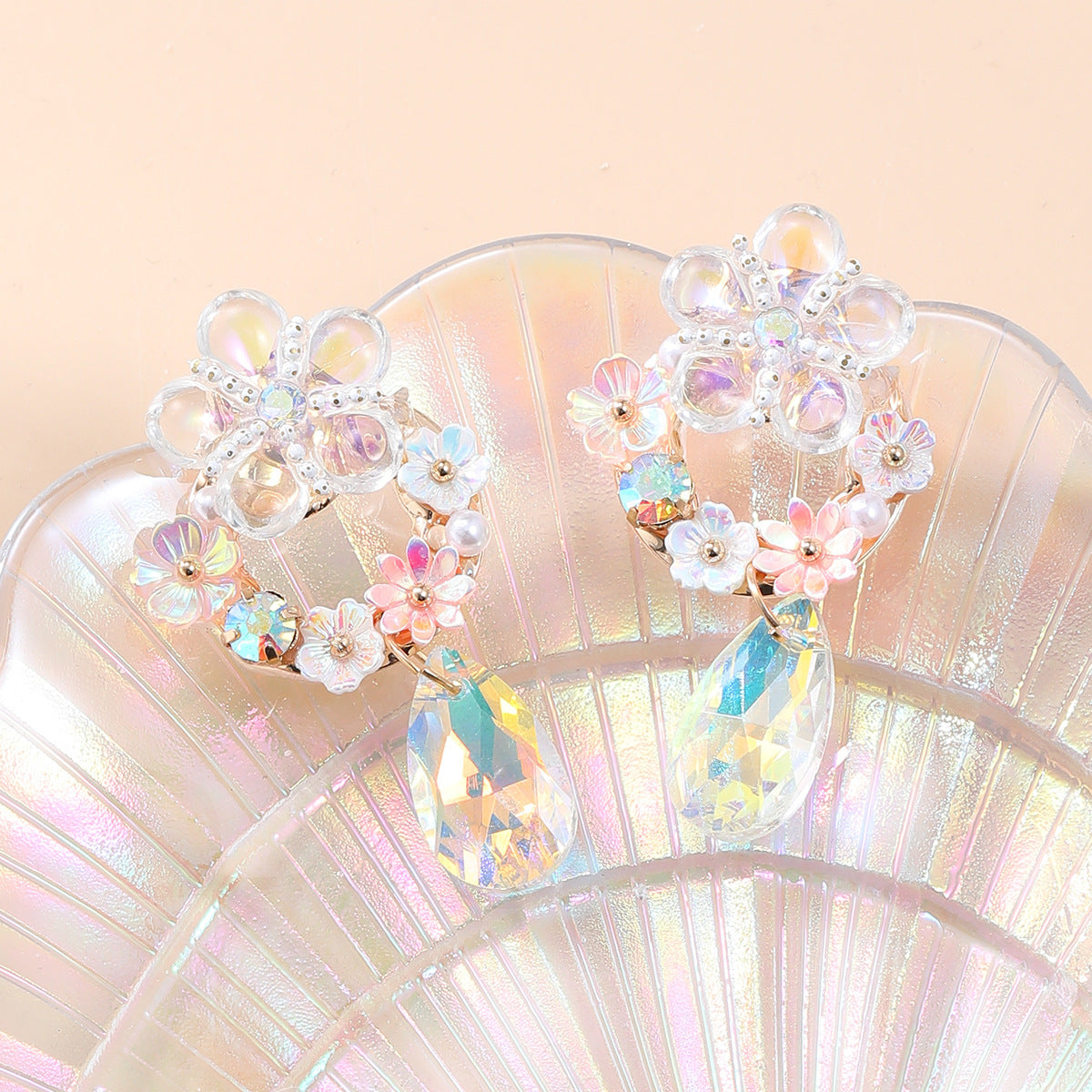 Wholesale Colorful Flower Bohemian Style  Blingbling Earrings