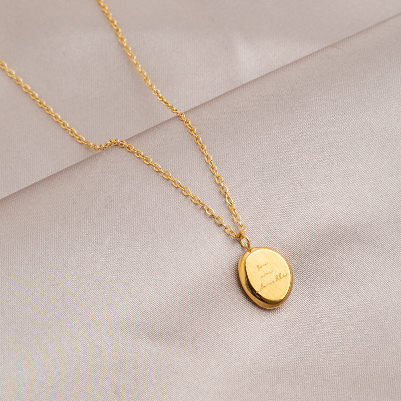 Wholesale English Letter Oval Brand Titanium Steel Non-fading Necklace Clavicle Chain