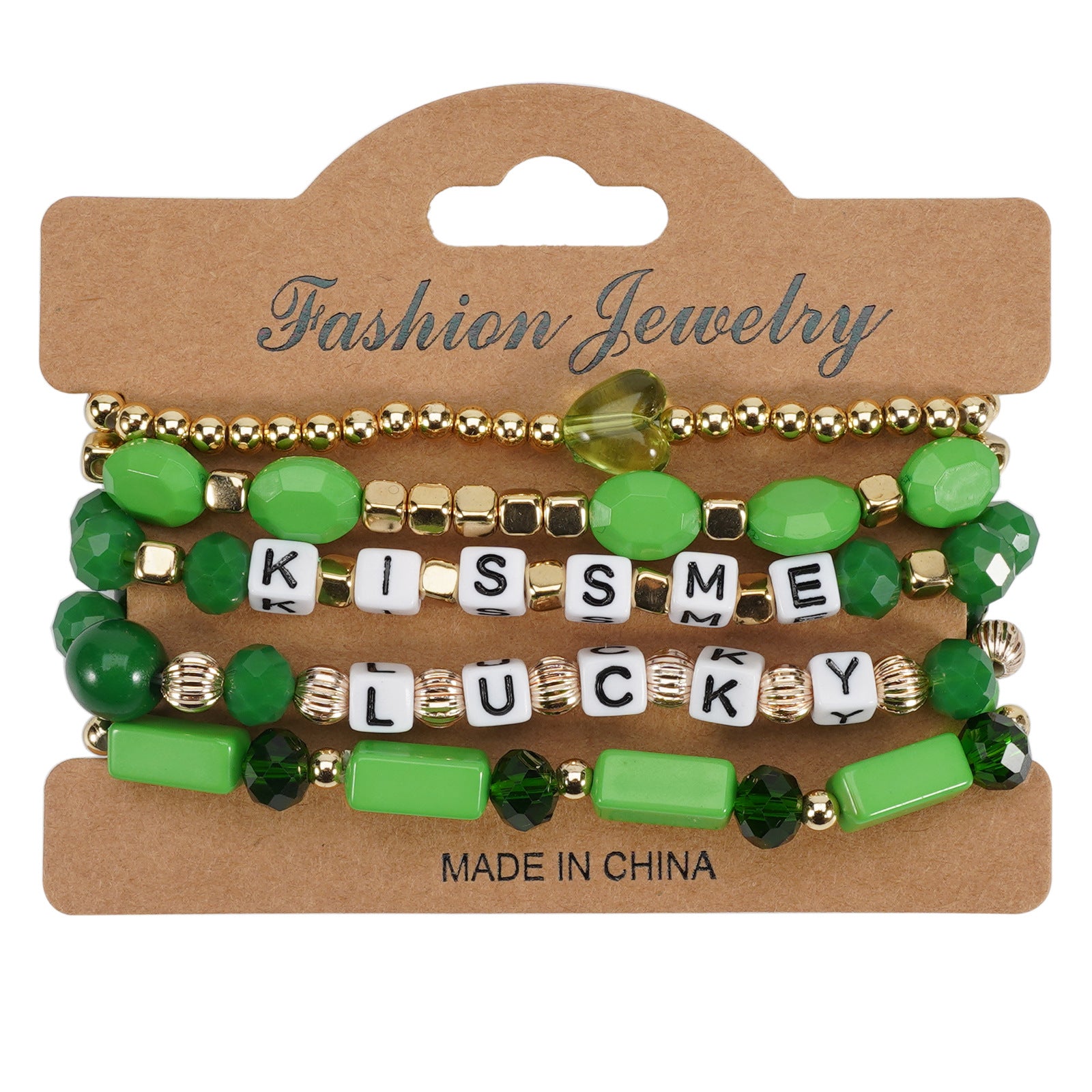 Wholesale St.  Patrick' s Day Green Lucky Clover Soft Ceramic Bracelet Set
