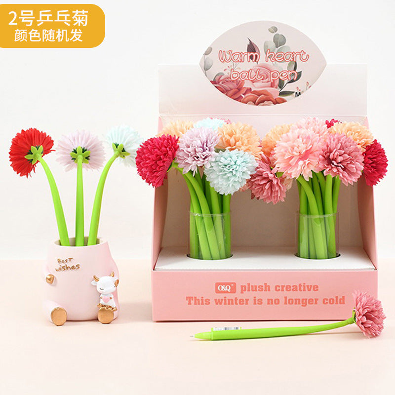 Wholesale Colorful flower soft silicone shaking  Plastic Pen