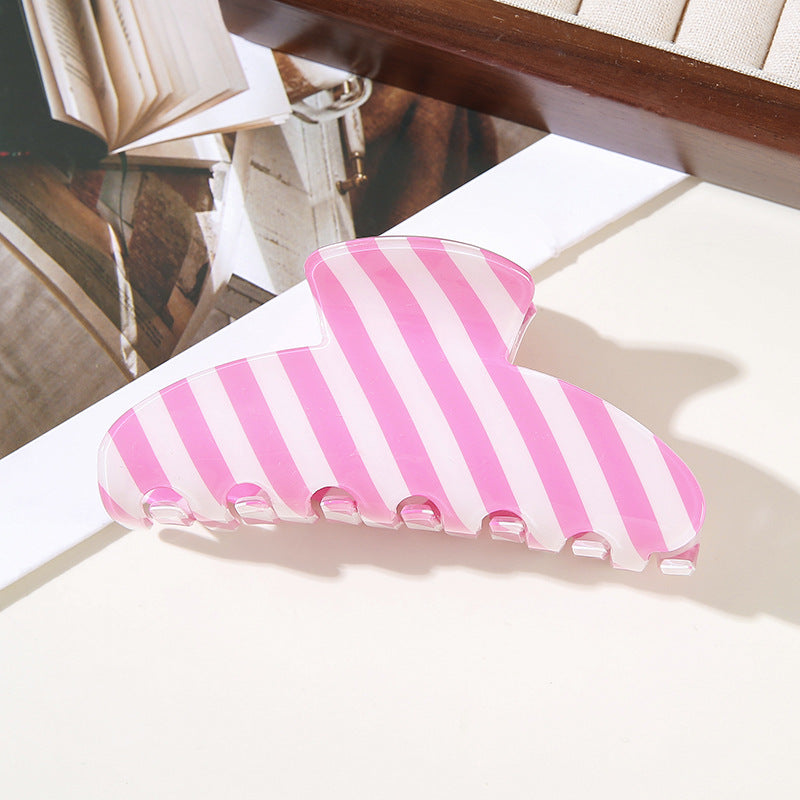 Wholesale Trendy Mermaid Blue Striped French Semicircle Hair Claw Clip For Women PVC Hair Accessory For Everyday Styling And Boutique Resale