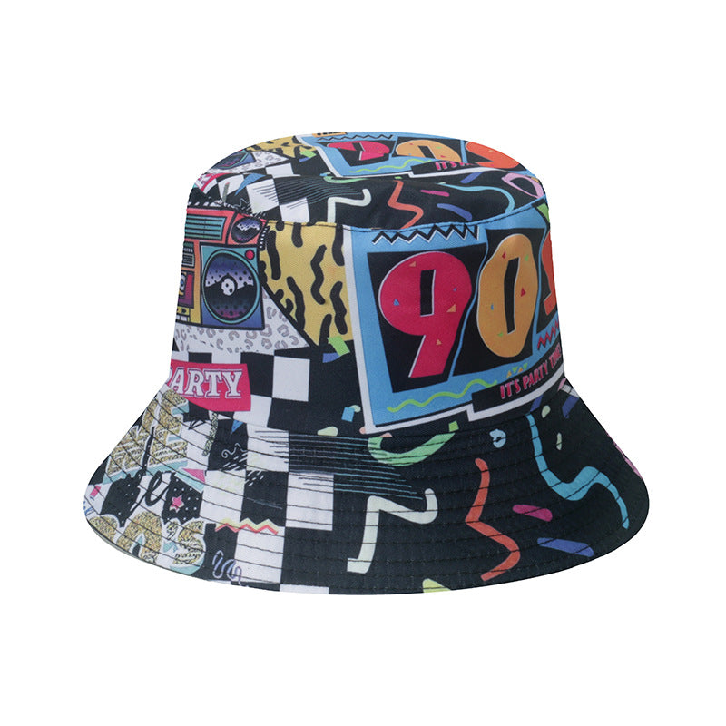 Wholesale Bucket Hat Retro Disco Party Pot Hat Graffiti Bucket Hat