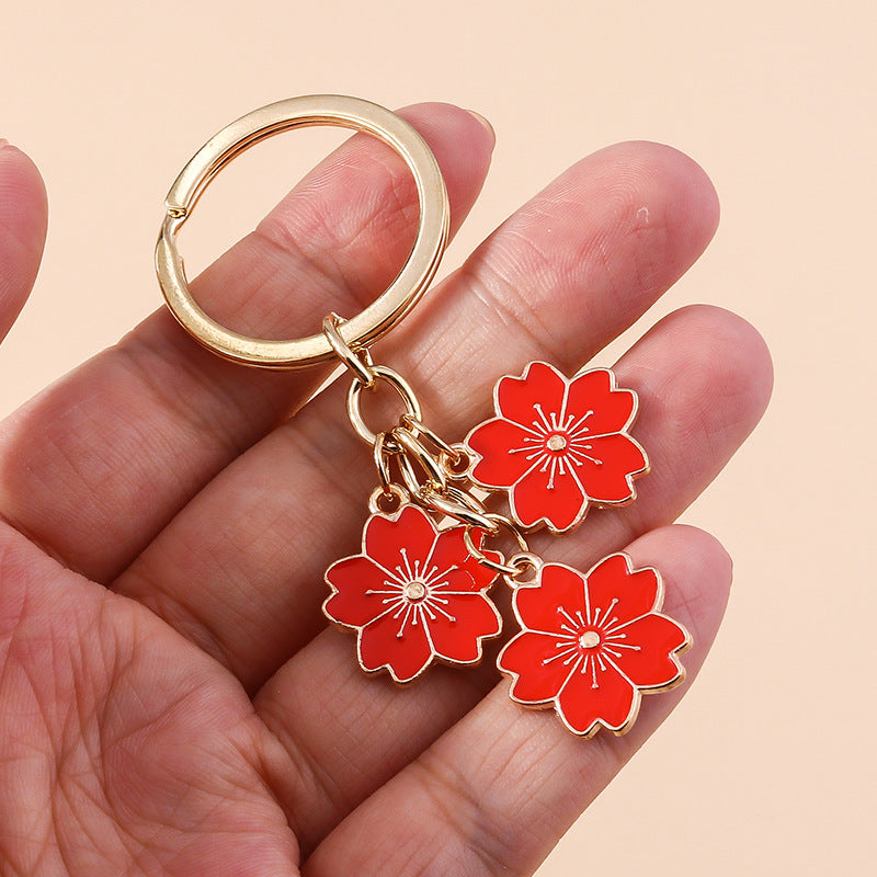 Wholesale Cherry Blossom Metal Keychain Handbag Decoration Pendant Accessories