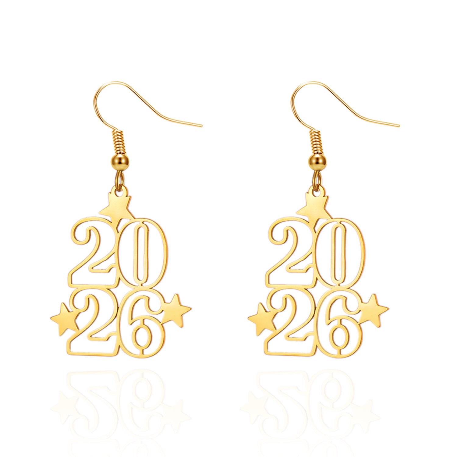 Wholesale Stainless Steel Gold Openwork Number Earrings
