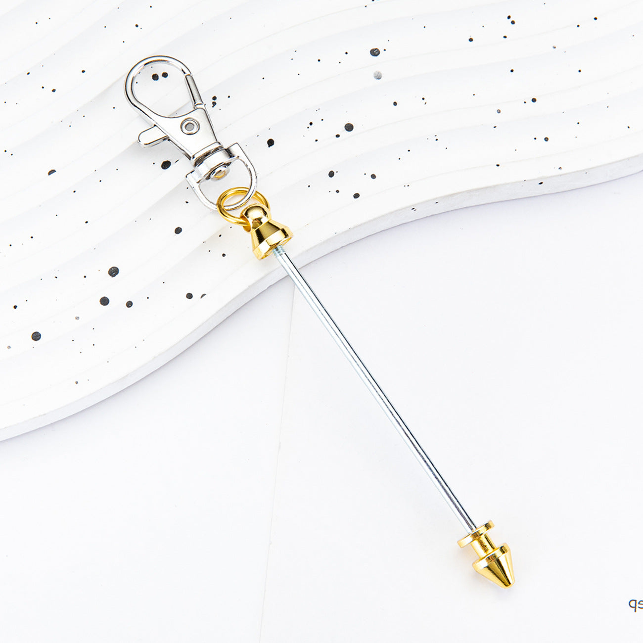 Wholesale New DIY Metal Beaded Cone Bullet Pole Lobster Buckle Pendant Keychain