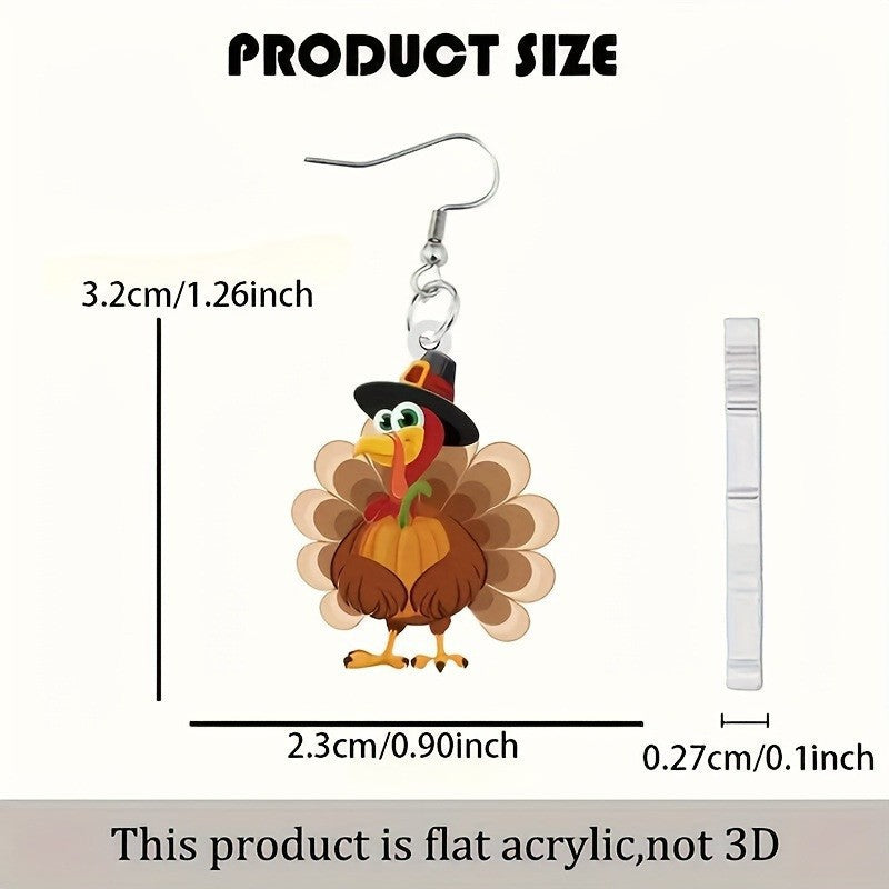 Wholesale Thanksgiving Day turkey hat acrylic earrings