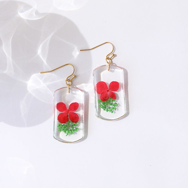Wholesale Summer New Pastoral Style Eternal Flower Rose Square Color Earrings