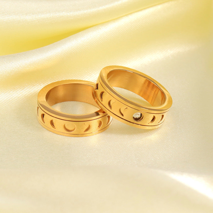 Wholesale Star Moon Diamond Stainless Steel Ring