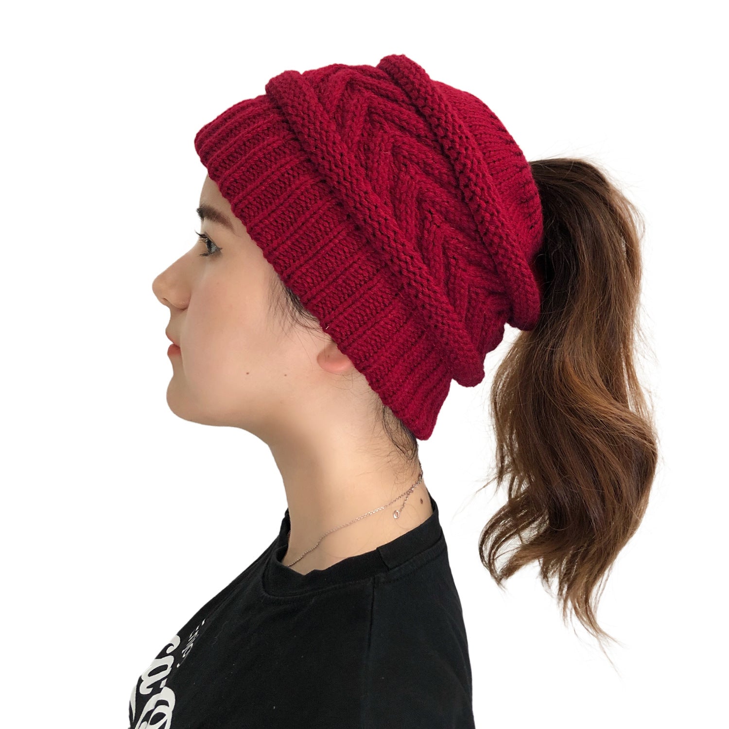 Wholesale Knitted Ponytail Beanie