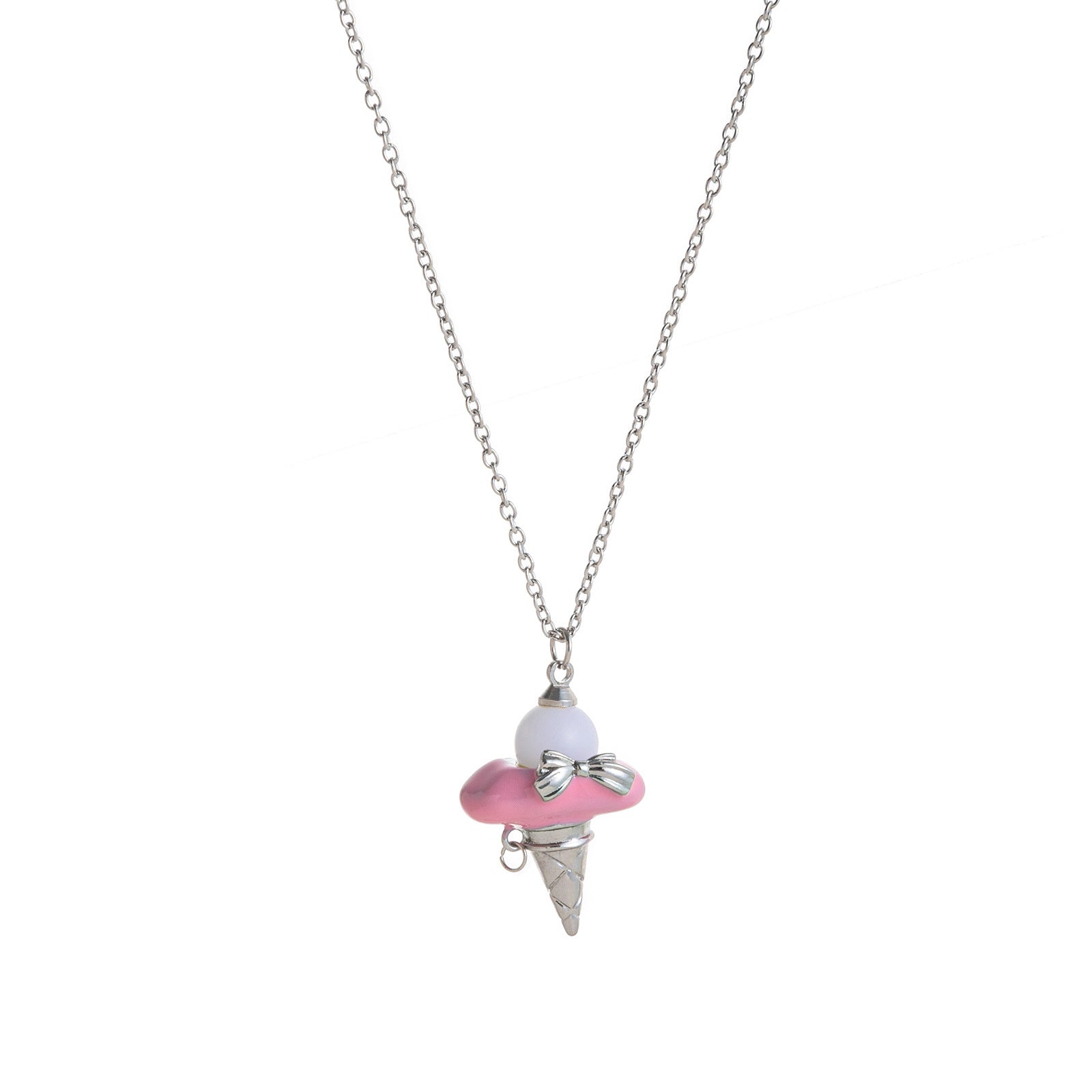 Wholesale Pearl ice cream cone bow pearl cute necklace