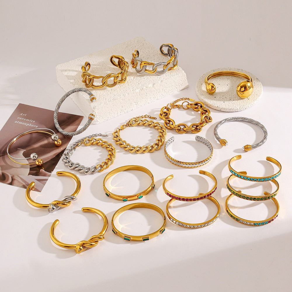 Wholesale Stainless Steel Steel Bracelet Non-Fading Oval Colorful Irregular Shape