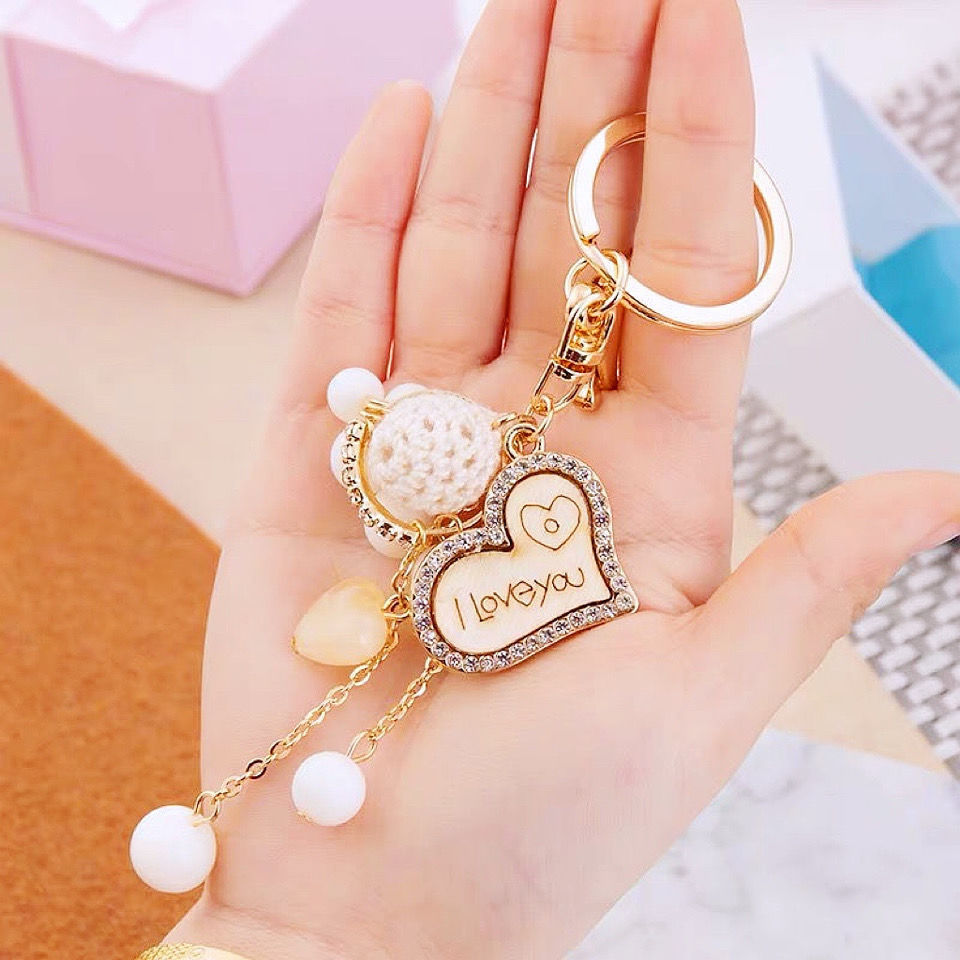 Wholesale Love Wooden Tassel Keychains